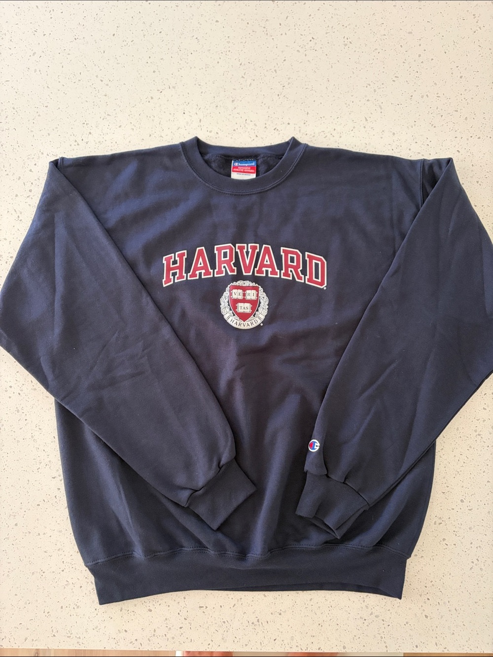 Vintage Navy Blue Champion Harvard Crewneck Sweatshirt Size Large